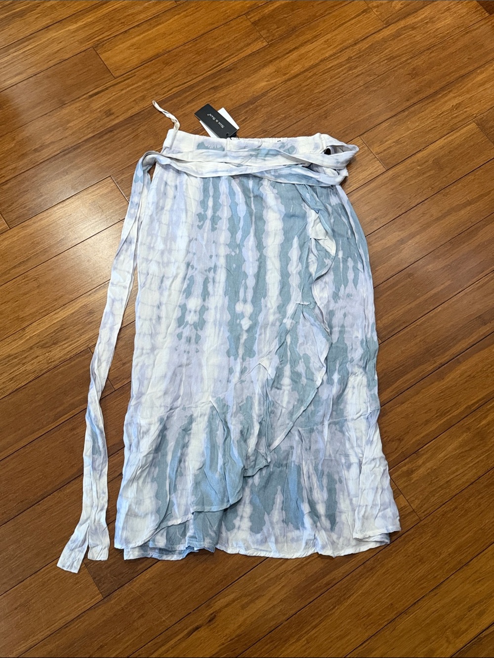 NWT Sim & Sam Tie-Dye Wrap Midi Skirt in Light Blue S